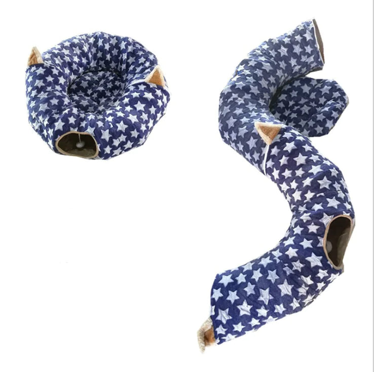 Foldable Cat Tunnel with Bed and Play Features