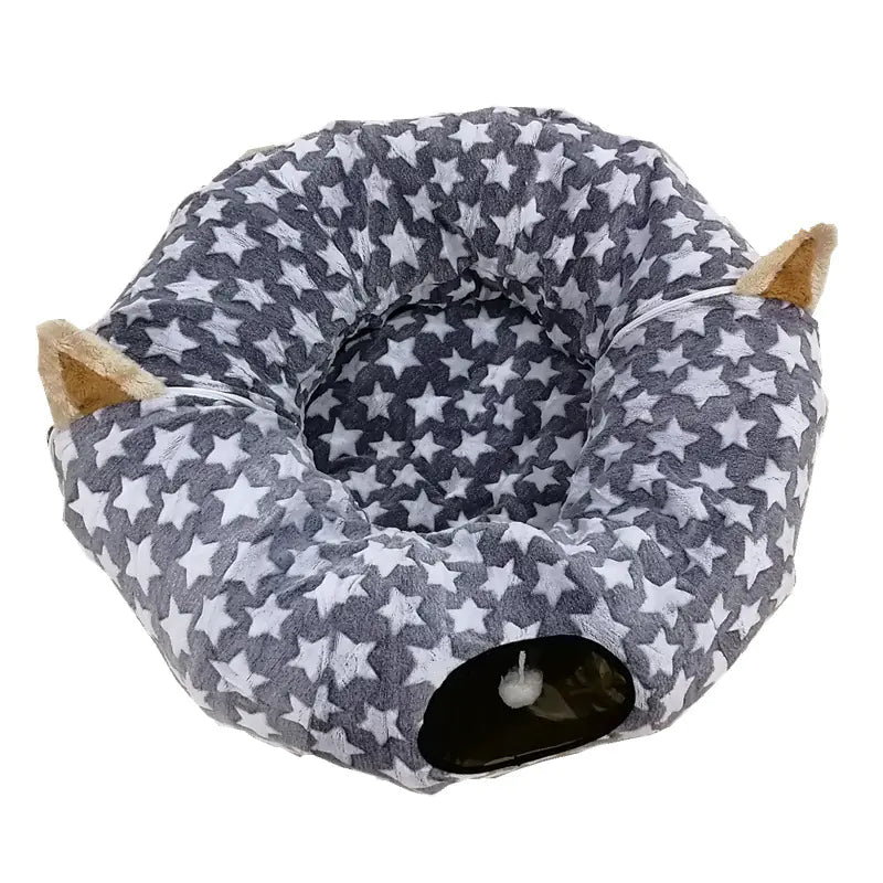 Foldable Cat Tunnel with Bed and Play Features