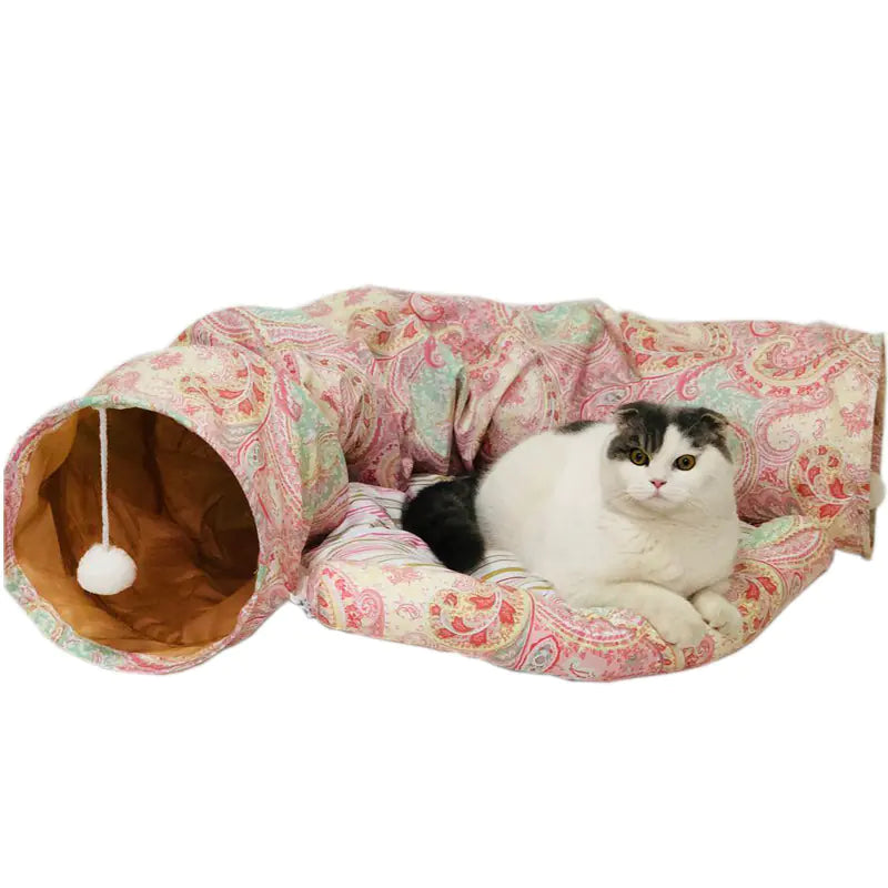 Foldable Cat Tunnel with Bed and Play Features